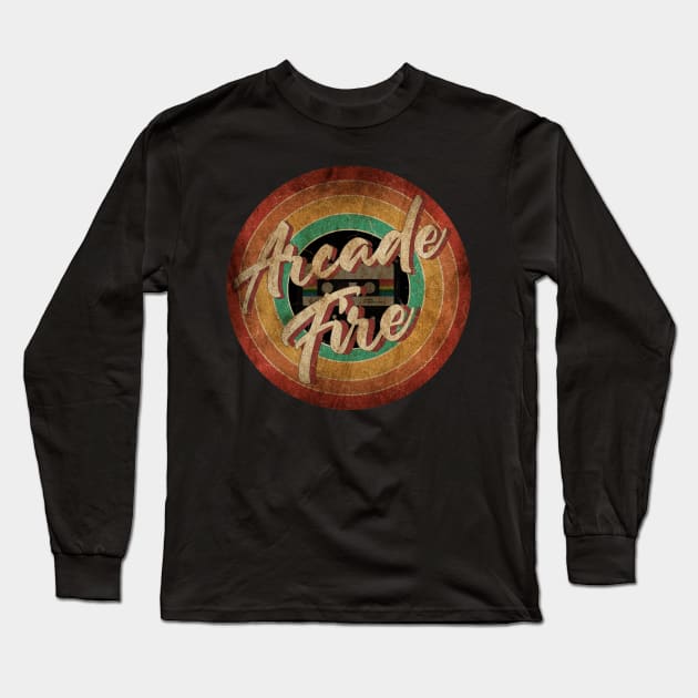 Arcade Fire Vintage Circle Art Long Sleeve T-Shirt by antongg